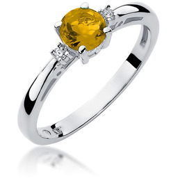 Złoty pierścionek Cytryn 0,50ct białe złoto pr. 585