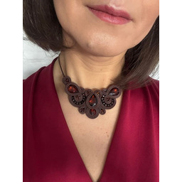 Pakamera Naszyjnik sutasz w odcieniach czekolady handmade