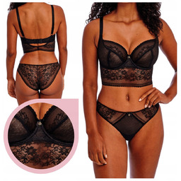 Biustonosz FREYA SYDNIE Longline półgorset czarny miękki stanik