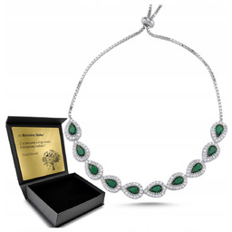 Bransoletka Srebrna Szmaragd Łza Biżuteria Dla Kobiety Piękna