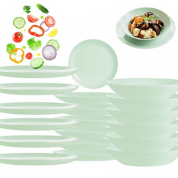 Serwis Obiadowy Talerze Komplet Zestaw 18el Okrągłe Zielone