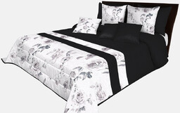 Narzuta pikowana z nadrukiem w szaro-beżowe kwiaty NMP-162