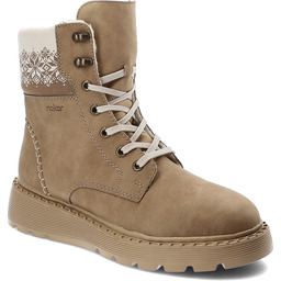 Rieker Beżowe Botki Wygodne Ocieplane Obuwie Damskie