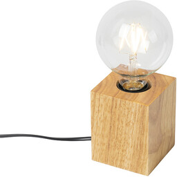 QAZQA Wiejska lampa stołowa drewno naturalne - Bloc