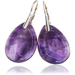 Naturalny Ametyst Przepiękne Kolczyki Srebro Unikat