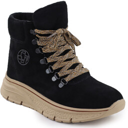 Skórzane botki damskie na platformie czarne Filippo DBT7290