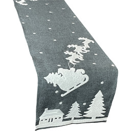 Bieżnik świąteczny prostokątny zdobiony haftem w mikołaja