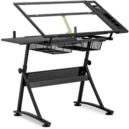 Biurko stół kreślarski szklany z szufladami do rysowania