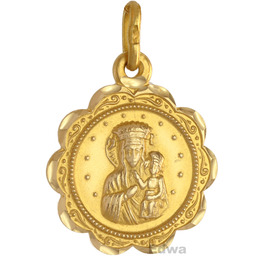 Zawieszka złota Medalik z Matką Boską i Dzieciątkiem