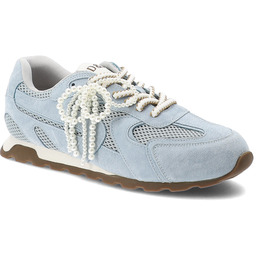 S.Barski Sneakersy damskie, cholewka skóra naturalna zamszowa perforowane