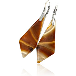 Eleganckie Kolczyki Karneol Złote Srebro Unikat