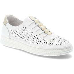 S.Barski Sneakersy damskie, cholewka skóra naturalna perforowana wiązanie