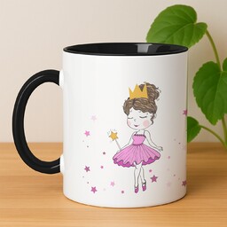 Kubek ceramiczny biały z czarnym środkiem dla dziewczynki