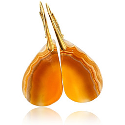 Eleganckie Kolczyki Karneol Złote Srebro Unikat