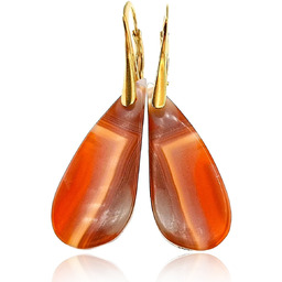 Eleganckie Kolczyki Karneol Złote Srebro Unikat