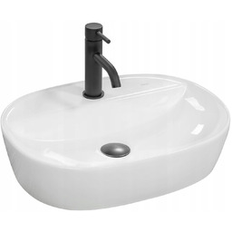Umywalka Owalna Nablatowa Biała Ceramiczna Z Otworem