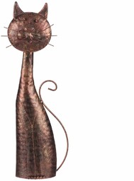 Metalowa dekoracja ogrodowa Miedziany kot, 15 x 44x