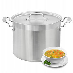 Garnek Duży Wysoki Stalowy Z Pokrywką 15L Indukcja