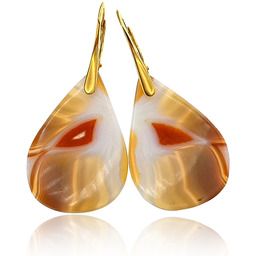 Eleganckie Kolczyki Karneol Złote Srebro Unikat