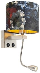 QAZQA Kinkiet art deco stal klosz welurowy kwiaty