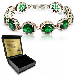 Bransoletka Srebrna Z Cyrkoniami I Szmaragdem Ręcznie Robiona