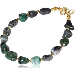 Unikatowa Bransoletka Naturalny Szmaragd Złote Srebro