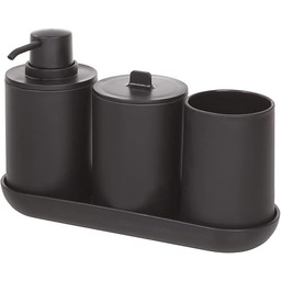 iDesign Zestaw łazienkowy, czteroczęściowy zestaw łazienkowy z dozownikiem