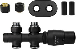 Zawór termostatyczny prosty 50mm TWINS czarny strukturalny Cu