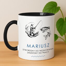 Kubek ceramiczny biały z czarnym środkiem dla niego