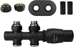 Zawór termostatyczny prosty 50mm TWINS czarny strukturalny PEX