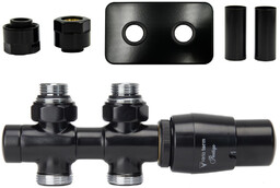 Zawór termostatyczny prosty 50mm TWINS czarny mat Cu