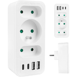 Gniazdko prądowe x3 + 4xUSB Maclean MCE248 F/W,