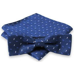 Niebieska Mucha w Paisley + Poszetka, Męska MUALTS0091