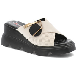 Artiker Beżowe Klapki Stylowe Obuwie Damskie Na Koturnie