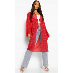 Boohoo Narzutka Damska Czerwona z Wiązaniem M Yha