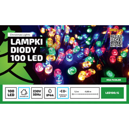Lampki Choinkowe Zewnętrzne 100 Led 10M Grube Wielokolorowy