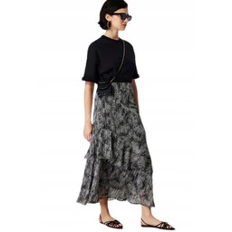 TRENDYOL CZARNA MIDI ROZKLOSZOWANA SPÓDNICA Z FALBANAMI 40