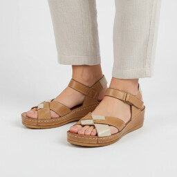 Wasak Brązowe Sandały Wygodne Płaskie Obuwie Damskie