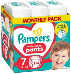 Pieluchomajtki Pampers Active Baby, rozmiar 7, pieluszki 114,