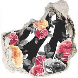 Naklejka 3D dziura na ścianę Róże w tle