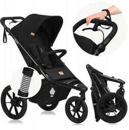 Wózek spacerowy biegowy 2w1 ręczny hamulec 3 duże