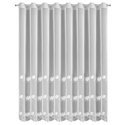 Eurofirany Firana 350x250 Leti biała kwiaty gotowa