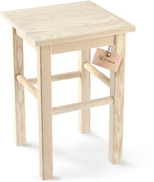 Taboret drewniany Rena 44x30 cm kwadratowy biały