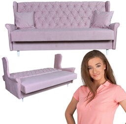 Wersalka welurowa rozkładana sofa uszak fioletowa GAJA Family