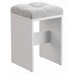 Elior Biały taboret z szarym welurowym siedziskiem F1-W62