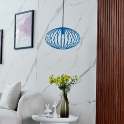 Lampa wisząca Lindby Maivi, niebieska, 40 cm, żelazo,