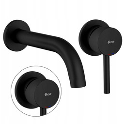Bateria Umywalkowa Podtynkowa Czarna Box Rea Lungo Matowa