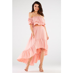 Długa Asymetryczna Spódnica - Różowa