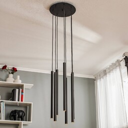 Nowodvorski Lighting Lampa wisząca Las, 7-punktowa, czarna