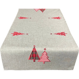 Bieżnik bożonarodzeniowy prostokątny w haftowane choinki BNA02-2